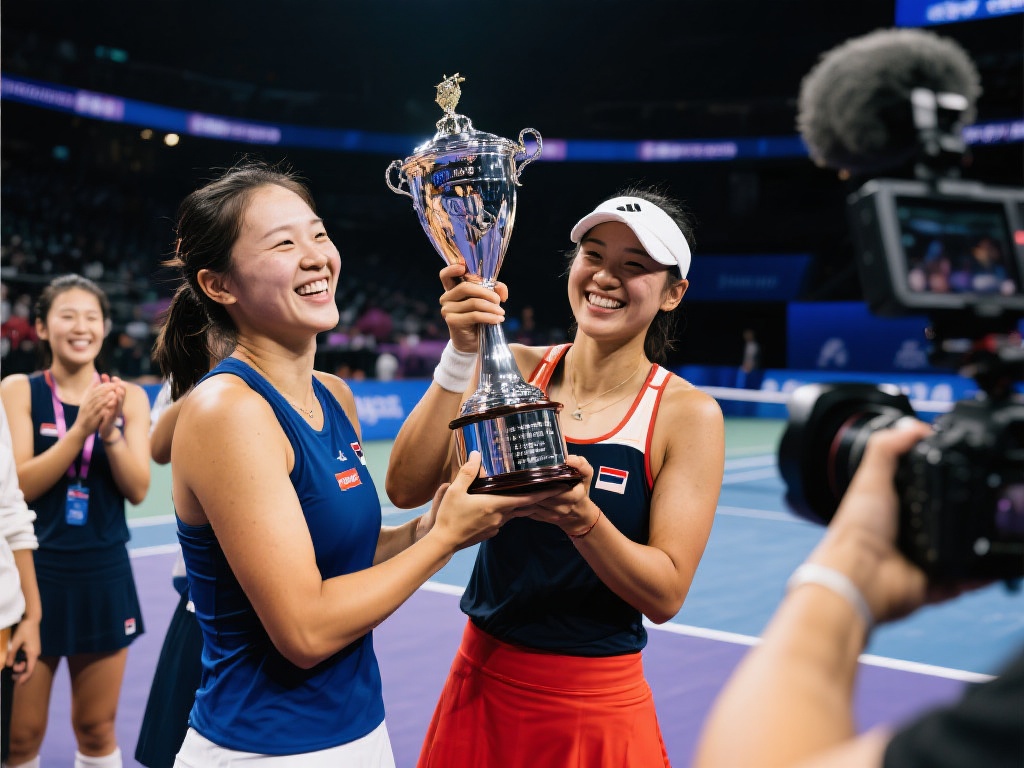 幕后团队拍摄到选手捧起奖杯的微笑，也记录下她们从紧